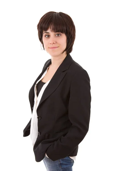 Üzleti nő portré elszigetelt fehér háttér — Stock Fotó