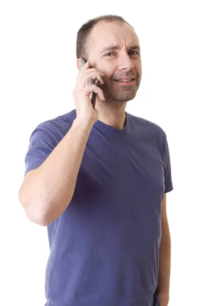 고립 된 전화에 젊은 캐주얼 남자 — 스톡 사진
