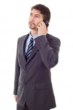 Telefondaki mutlu iş adamı, izole edilmiş.