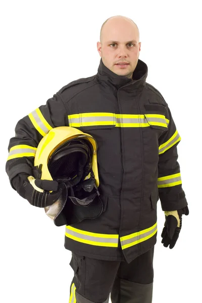 白地に隔離された消防士 — ストック写真