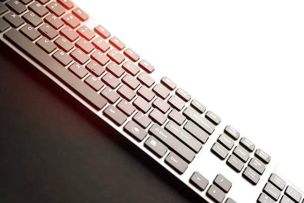 Keyboard Front Monitor Black Keyboard Black White Copy Space — Stock Photo, Image