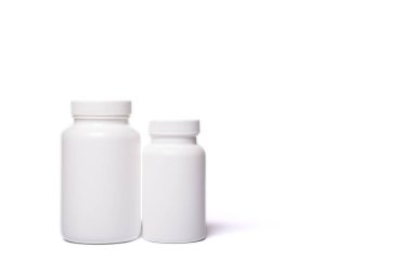 Kapsüller ve tabletler için iki beyaz kutu beyaz, vwith copy space.