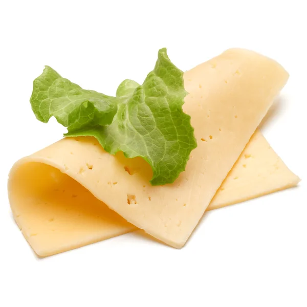 Sýr slicei a salát z izolovaného listí — Stock fotografie