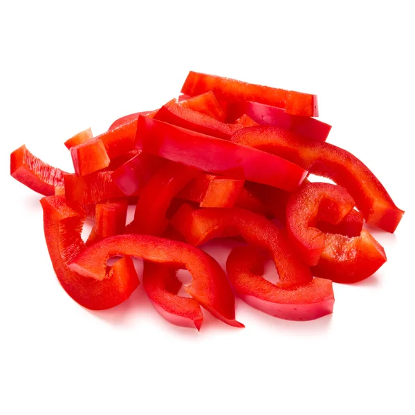 Kırmızı biber dilimlenmiş şeritler izole