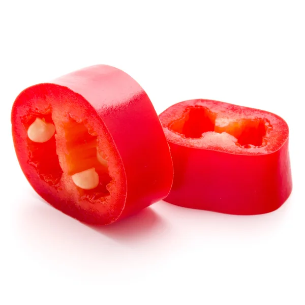 Φέτες κόκκινες πιπεριές τσίλι απομονωμένες — Φωτογραφία Αρχείου