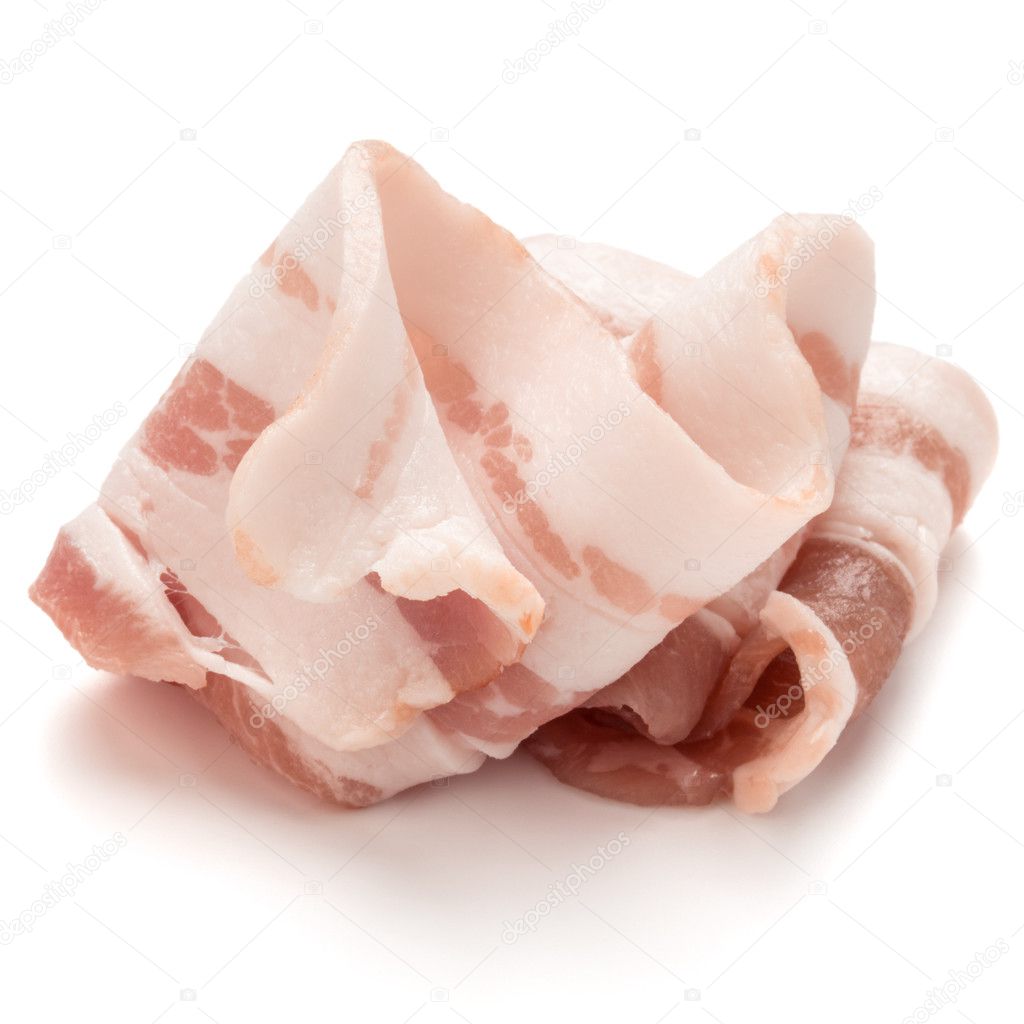 sliced pork bacon isolated