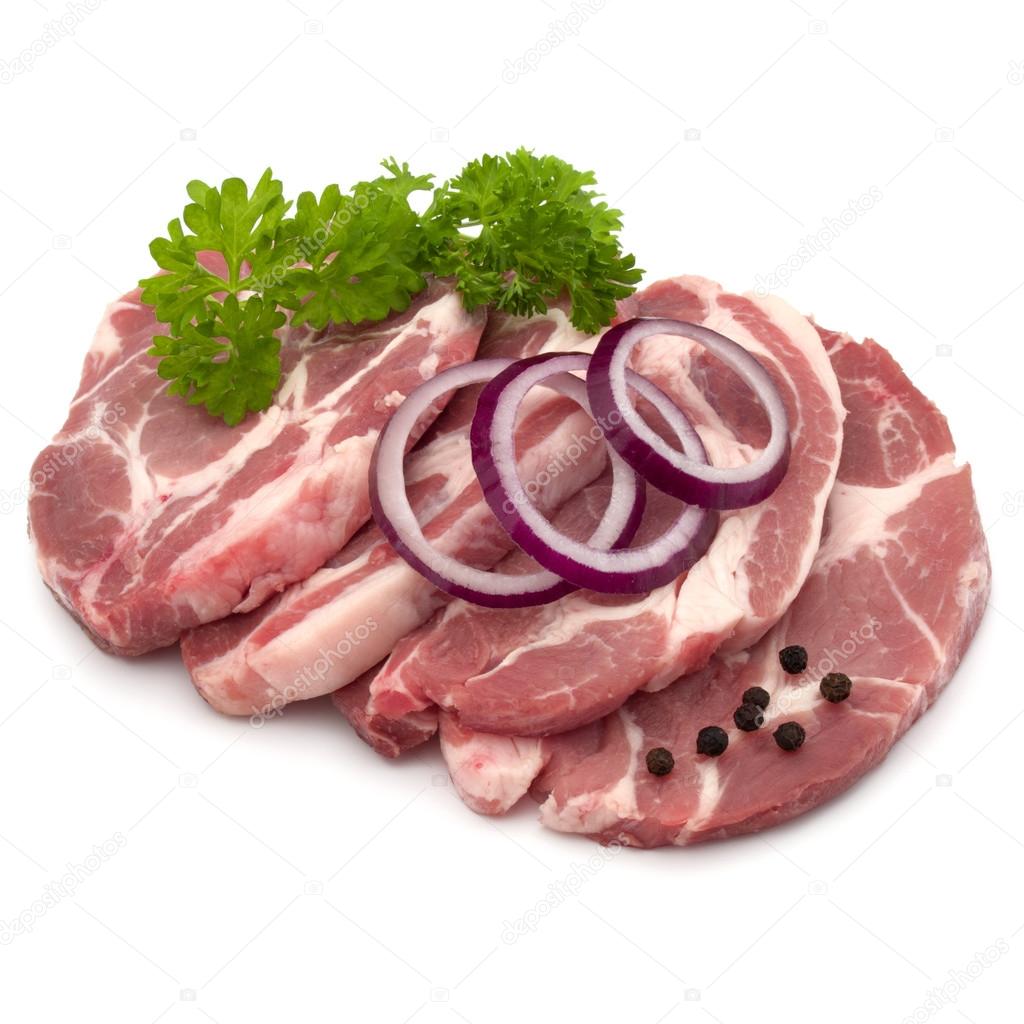 Raw pork neck chop meat