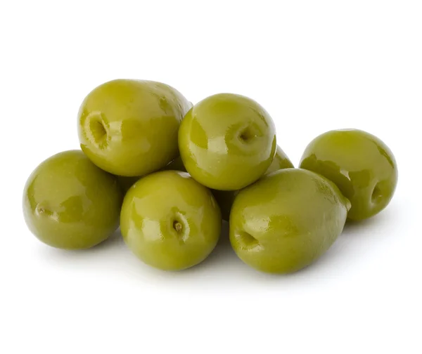 Zelené olivy, samostatný — Stock fotografie
