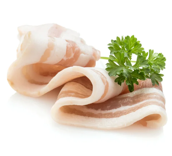 Bacon de porco fatiado isolado — Fotografia de Stock
