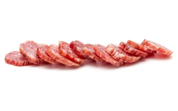 Salami tranches de saucisse fumée — Photo