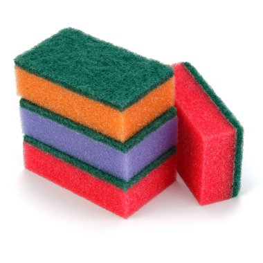 Beyaz izole yığılmış süngerler 