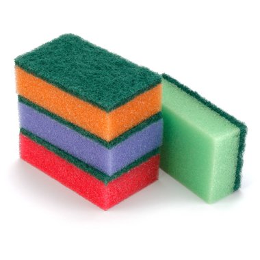 Beyaz izole yığılmış süngerler 