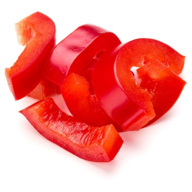 Kırmızı tatlı şeritler dilimlenmiş biber 