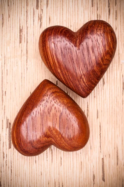 Two wooden hearts. Valentines days concept — Stock Photo, Image