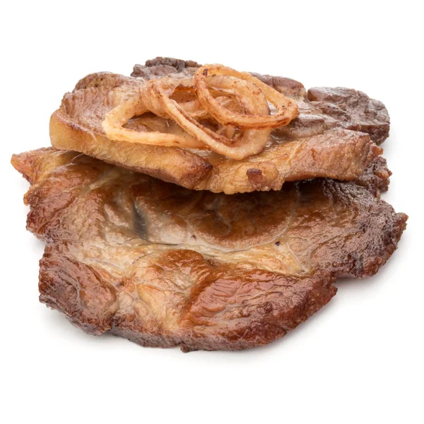 Carne di maiale fritta cotta con fette di cipolla — Foto Stock