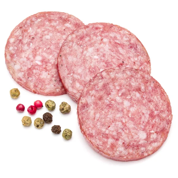 Salami geräucherte Wurstscheiben — Stockfoto