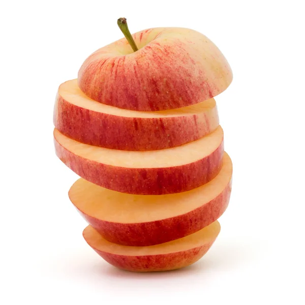 Czerwone jabłko pokrojone na białym tle — Zdjęcie stockowe