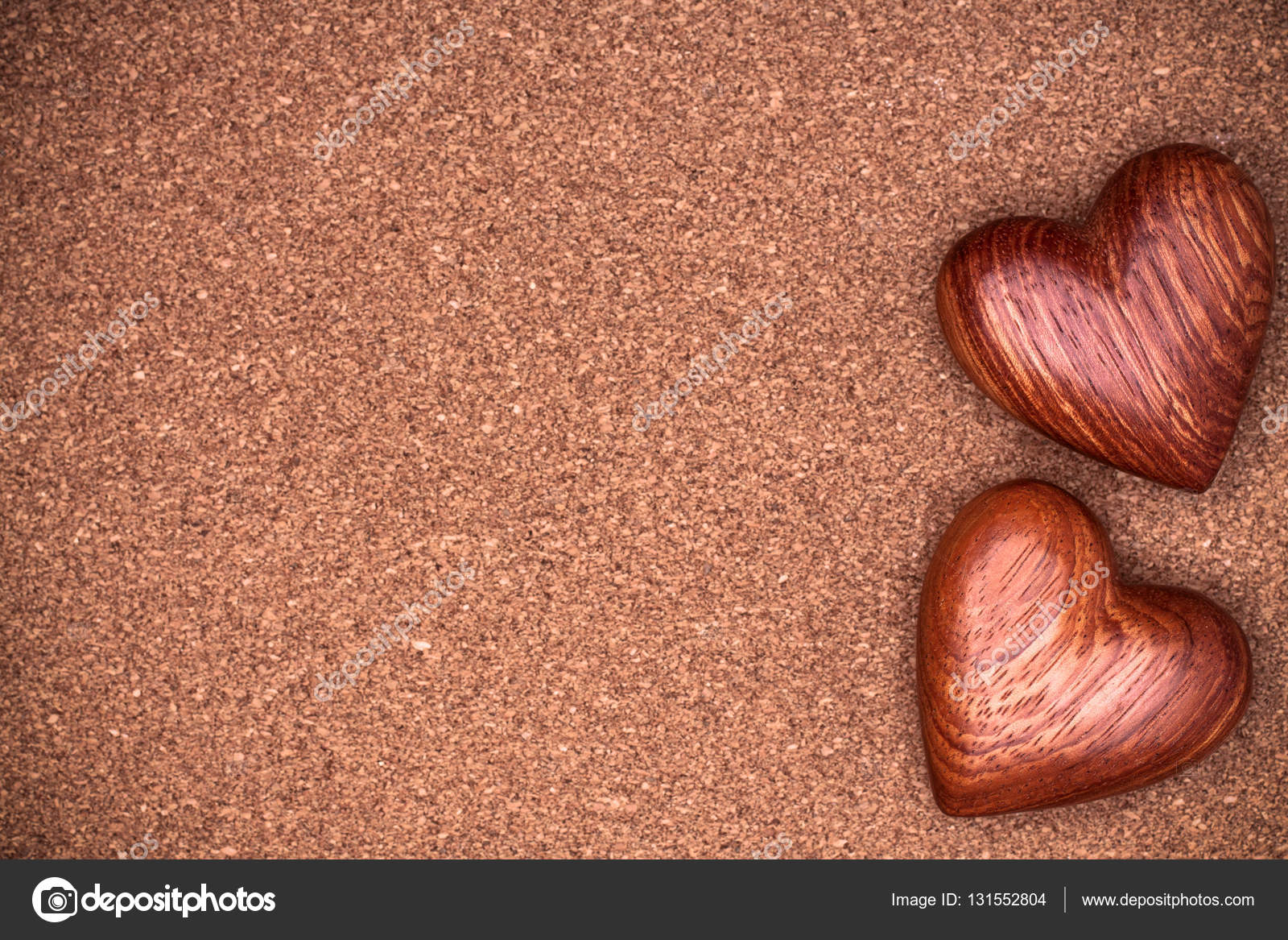 Two Wooden Hearts On Rustic Wood Background. Valentines Days