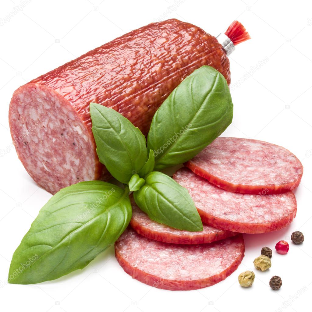 Salami smoked sausage slices