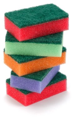 Renkli süngerler yığılmış 