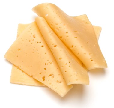Beyaz arkaplanda peynir dilimleri