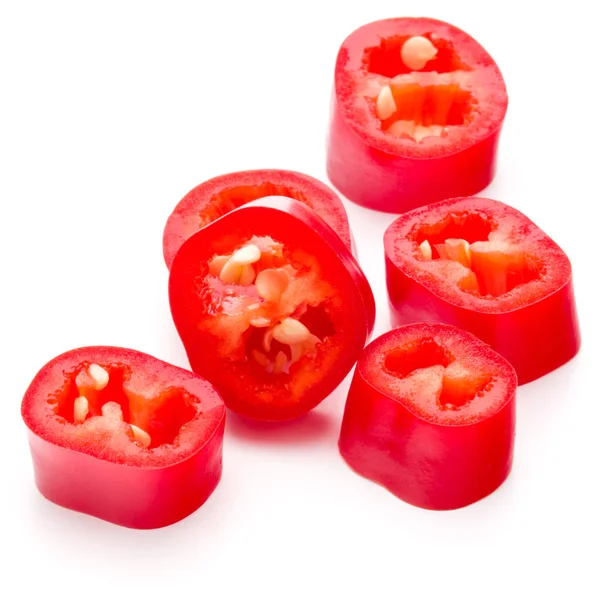 Κομμένο σε φέτες κόκκινο πιπέρι τσίλι — Φωτογραφία Αρχείου