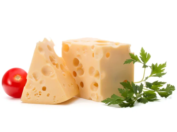 Cheese blocks and cherry tomato — Stock Photo, Image