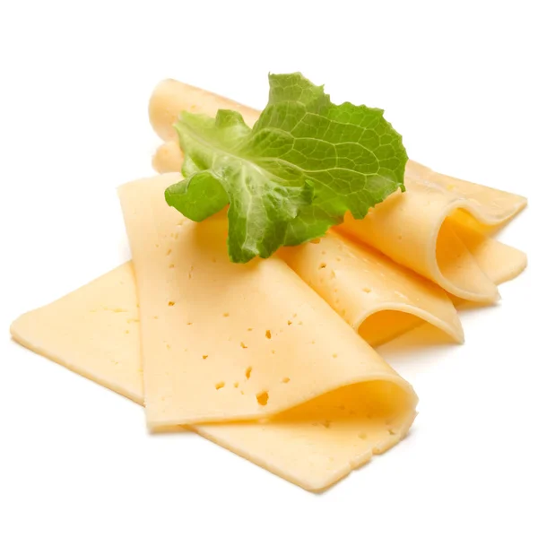 Rodajas de queso y hojas de ensalada —  Fotos de Stock