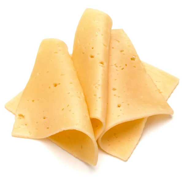 Plátky sýra na bílém pozadí — Stock fotografie