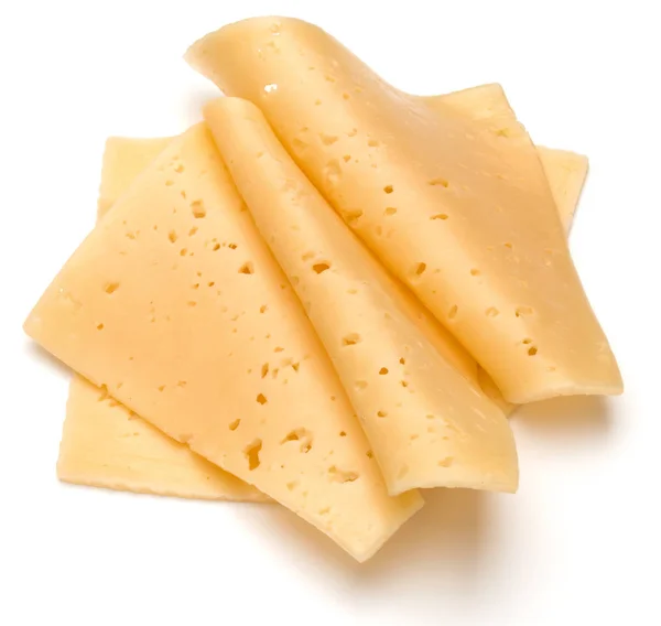 Plátky sýra na bílém pozadí — Stock fotografie