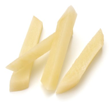 Çiğ patates yığını şeritler dilimlenmiş