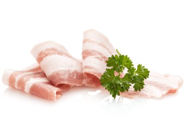  dilimlenmiş domuz pastırması ve maydanoz yaprakları