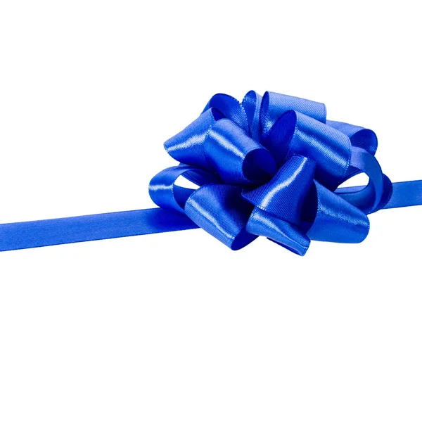 Festival mavi hediye şerit ve yay — Stok fotoğraf
