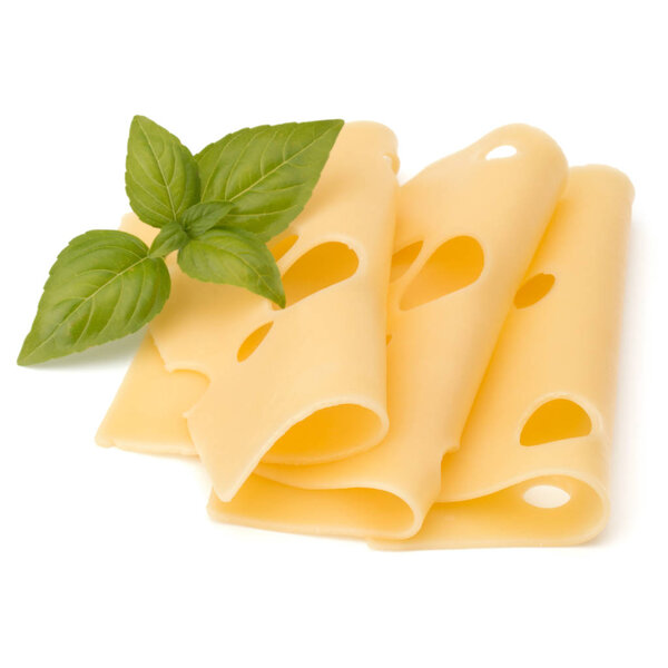 Cheese and basil leaves