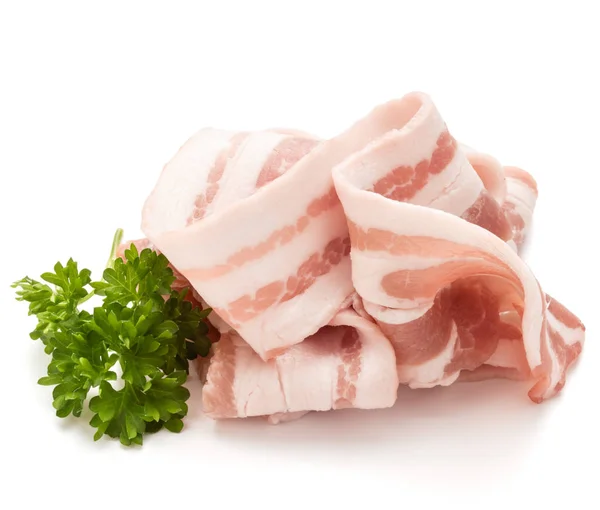 Bacon fatiado e folhas de salsa — Fotografia de Stock