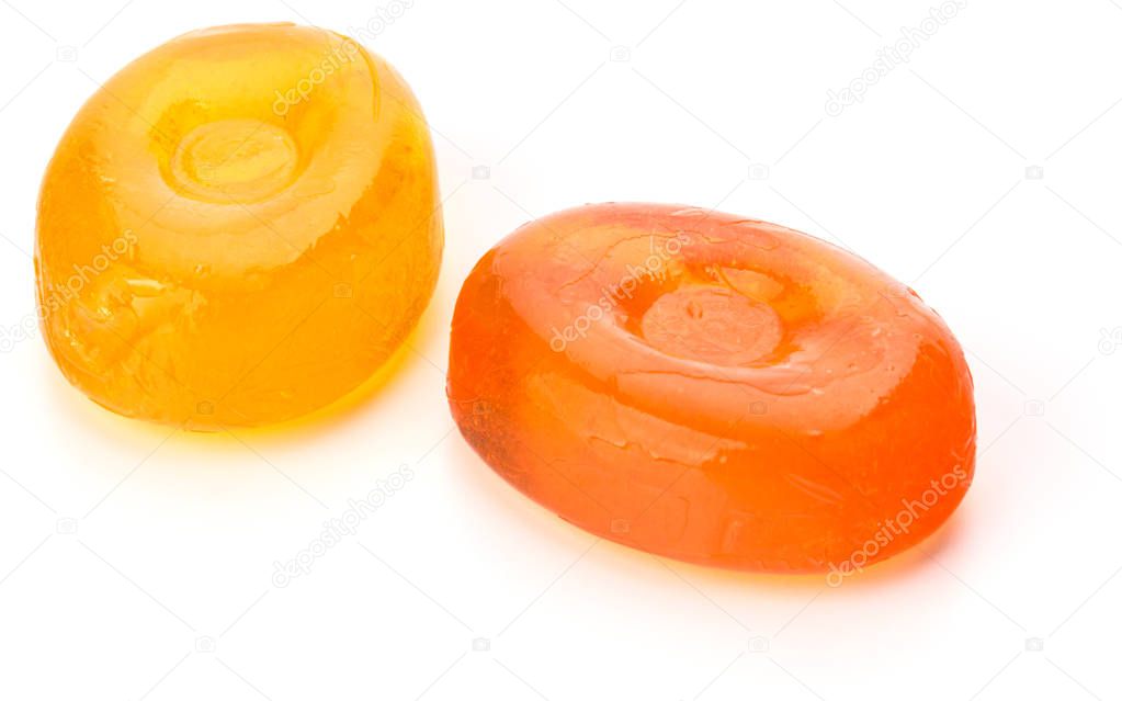 Two fruit hard sugar candies