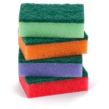 Beyaz izole yığılmış süngerler 