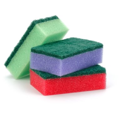 Beyaz izole yığılmış süngerler