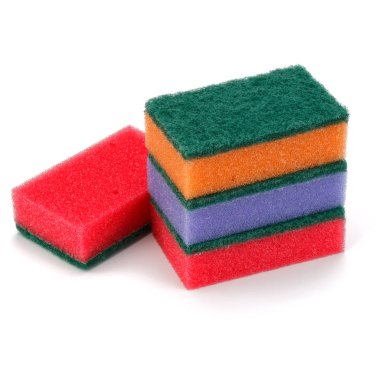 Beyaz izole yığılmış süngerler 