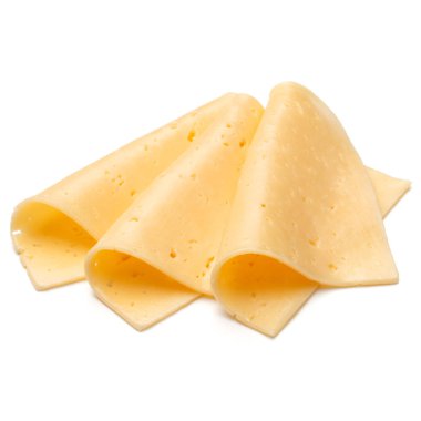 peynir dilimleri üzerinde beyaz izole 