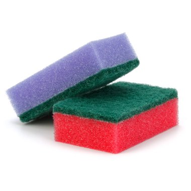 Beyaz izole yığılmış süngerler