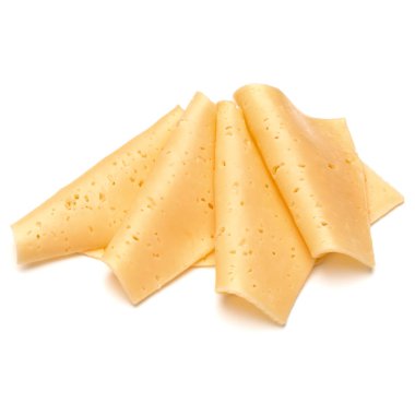 peynir dilimleri üzerinde beyaz izole 