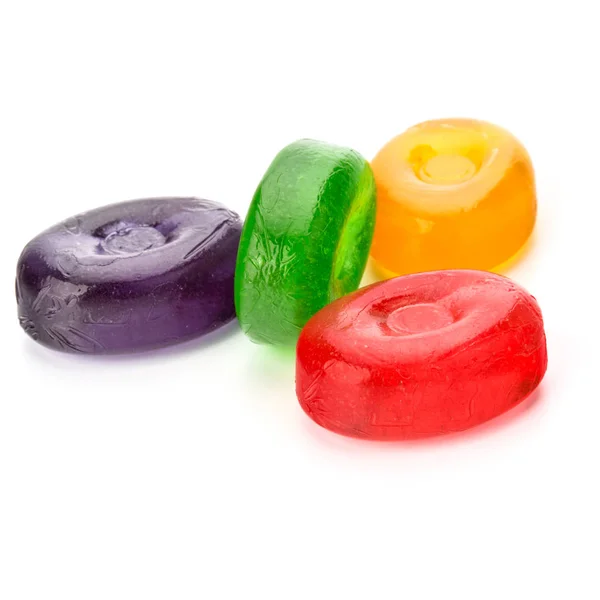 Quatre bonbons de sucre dur aux fruits colorés — Photo