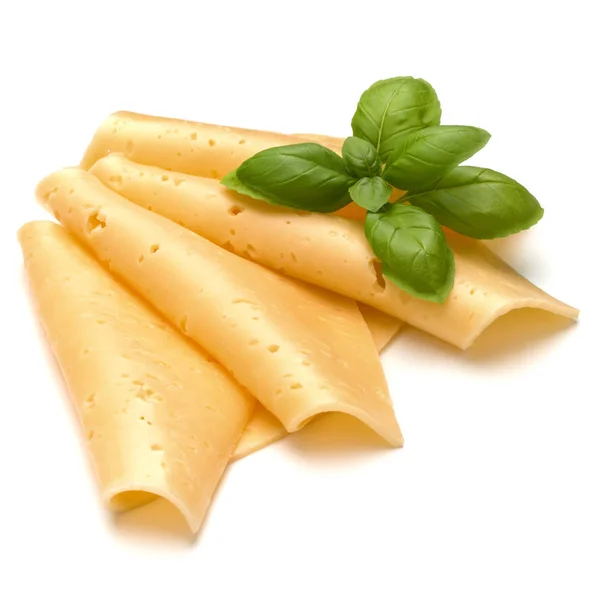 奶酪切片和罗勒香草叶 — 图库照片