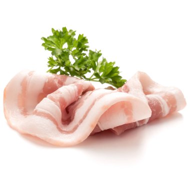  dilimlenmiş domuz pastırması ve maydanoz yaprakları