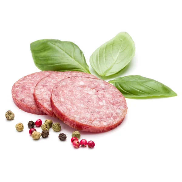 Plasterki kiełbasa salami — Zdjęcie stockowe