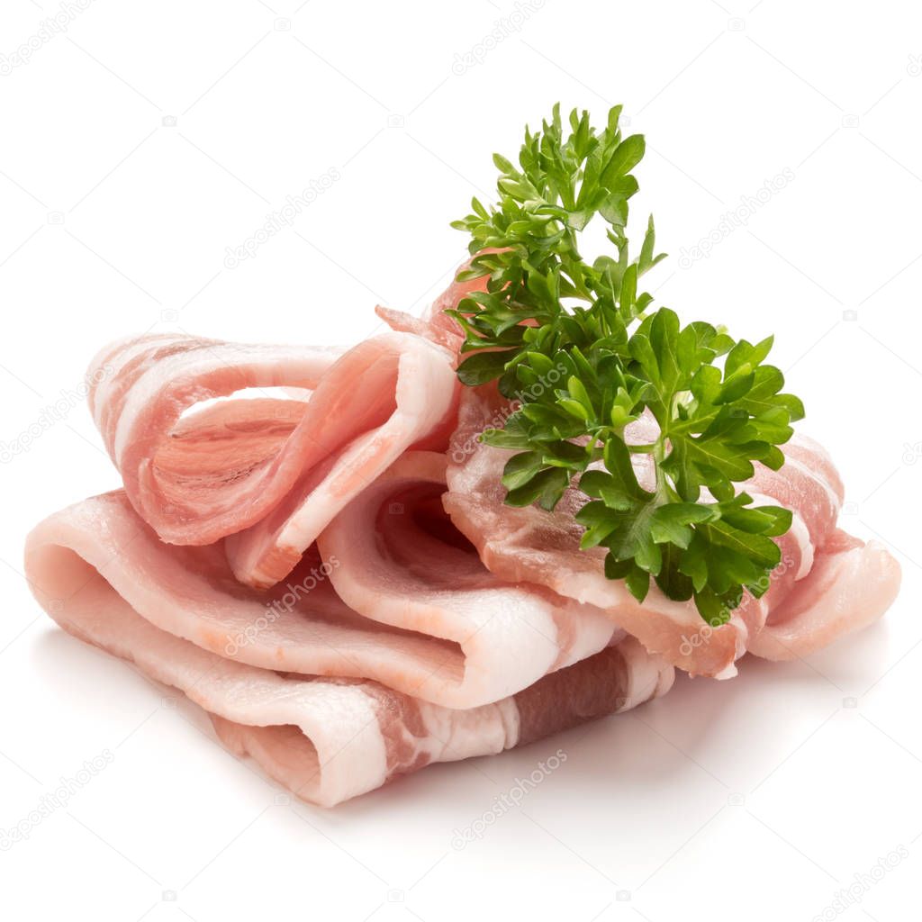 Sliced pork bacon