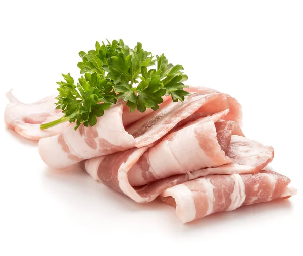 Bacon fatiado e folhas de salsa — Fotografia de Stock