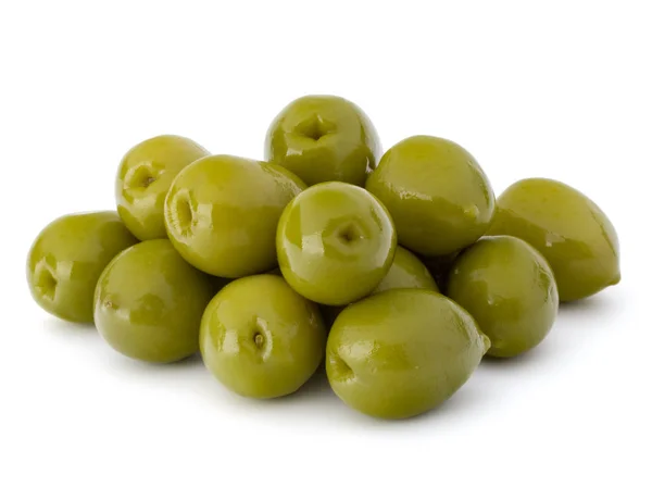 Azeitonas verdes sobre branco — Fotografia de Stock