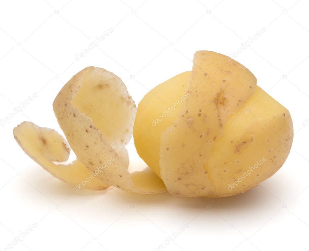 peeled potato with peel spiral